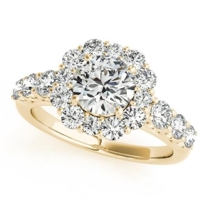 Diamond Frame Engagement Ring Flower Design 14k Yellow Gold 2.10ct - All