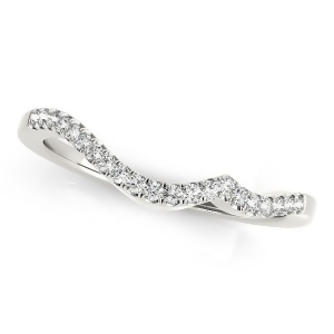 Semi Eternity Contour Diamond Wedding Ring in 14k White Gold 0.16ct - All