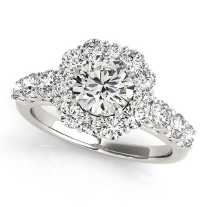 Diamond Frame Engagement Ring Flower Design 14k White Gold 2.10ct - All