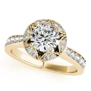 Diamond Star Engagement Ring with Accents in 14k Yellow Gold 1.40ct - All