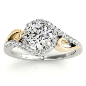 Swirl Bypass Halo Diamond Engagement Ring 14k Two-Tone Gold 0.20ct - All