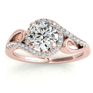 Swirl Shank Bypass Halo Diamond Engagement Ring 14k Rose Gold 0.20ct - All