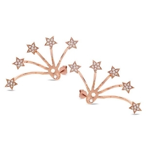 0.27Ct 14k Rose Gold Diamond Star Ear Jacket Earrings With Studs - All