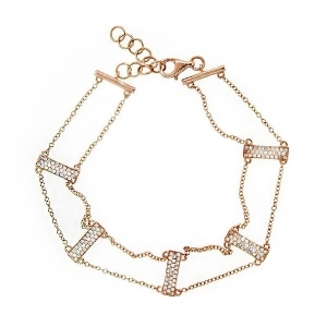 0.40Ct 14k Rose Gold Diamond Ladder Bracelet - All