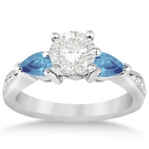 Diamond and Pear Blue Topaz Engagement Ring Palladium 0.79ct - All