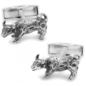 Men's Sterling Silver Bull Cuff Links - All
