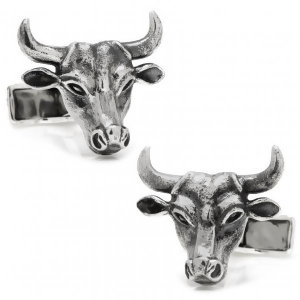 Men's Sterling Silver Bull Head Cuff Links - All