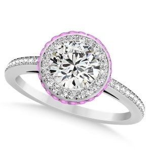 Diamond and Pink Sapphire Gemstone Engagement Ring 14k White Gold 1.50ct - All