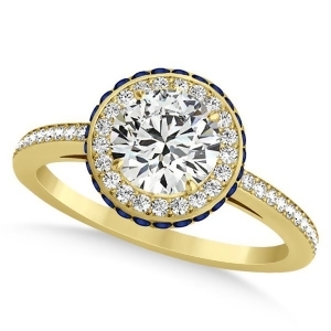 Diamond Halo and Sapphire Gemstone Engagement Ring 14k Yellow Gold 1.50ct - All