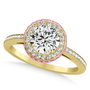 Diamond and Pink Sapphire Gemstone Engagement Ring 14k Yellow Gold 1.50ct - All