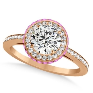 Diamond and Pink Sapphire Gemstone Engagement Ring 14k Rose Gold 1.50ct - All
