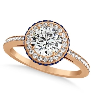 Diamond Halo and Sapphire Gemstone Engagement Ring 14k Rose Gold 1.50ct - All