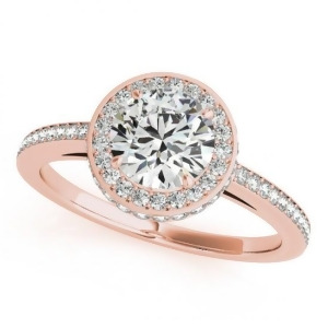 Two-tier and Halo Round Cut Engagement Ring 14k Rose Gold 1.50ct - All