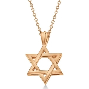 Classic Jewish Star of David Pendant Necklace Solid 14k Rose Gold - All