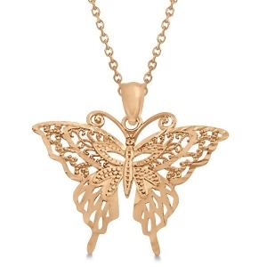 Butterfly Shaped Pendant Necklace 14K Rose Gold - All