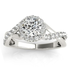 Diamond Twisted Halo Engagement Ring Setting 18k White Gold 0.33ct - All