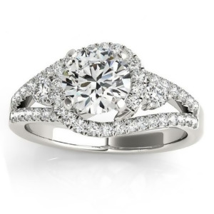 Diamond Split Shank Engagement Ring Twisted in Platinum 0.75ct - All