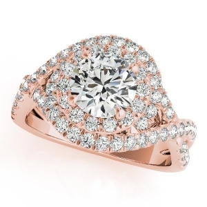 Infinity Twist Diamond Halo Engagement Ring 14k Rose Gold 1.63ct - All