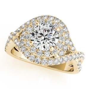 Infinity Twist Diamond Halo Engagement Ring 14k Yellow Gold 1.63ct - All
