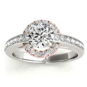 Halo Engagement Ring Setting Diamond Accented Shank 14k Rose Gold 0.38ct - All