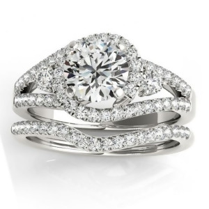 Diamond Split Shank Engagement Ring Setting and Band in Platinum 1.00ct - All