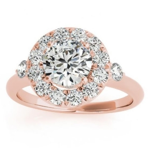 Circle Halo Diamond Accented Engagement Ring 14k Rose Gold 0.50ct - All