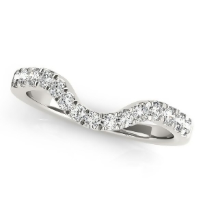Diamond Accented Contour Shape Wedding Band in 14k White Gold 0.33ct - All
