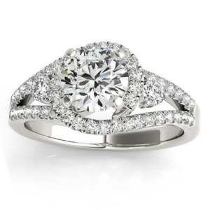 Diamond Split Shank Engagement Ring Twisted in Palladium 0.75ct - All