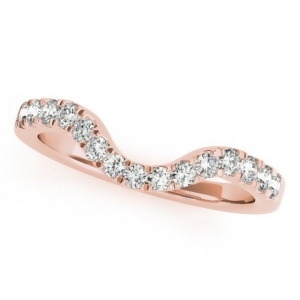 Diamond Accented Contour Shape Wedding Band in 14k Rose Gold 0.33ct - All