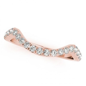 Curved Semi-Eternity Diamond Wedding Band 14k Rose Gold 0.20ct - All