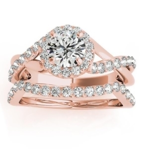 Diamond Twisted Halo Engagement Ring Setting and Band 18k Rose Gold 0.53ct - All
