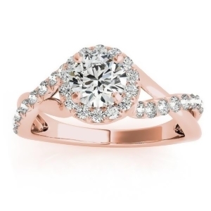 Diamond Twisted Halo Engagement Ring Setting 18k Rose Gold 0.33ct - All