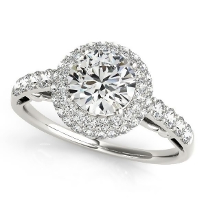 Cathedral Double Halo Diamond Engagement Ring 14k White Gold 1.50ct - All