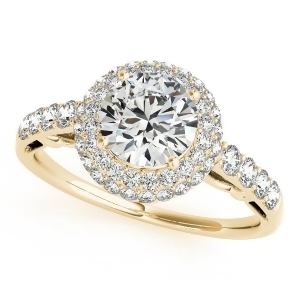 Cathedral Double Halo Diamond Engagement Ring 14k Yellow Gold 1.50ct - All