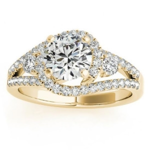 Diamond Split Shank Engagement Ring Twisted 18k Yellow Gold 0.75ct - All