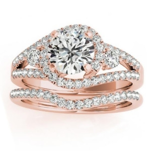 Diamond Split Shank Engagement Ring Setting and Band 18k Rose Gold 1.00ct - All