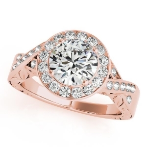 Antique Infinity Halo Diamond Engagement Ring 14k Rose Gold 1.70ct - All