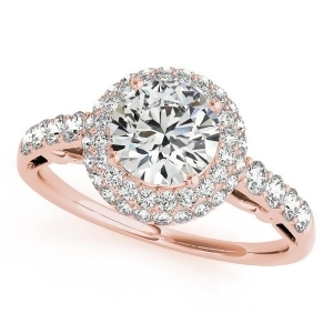 Cathedral Double Halo Diamond Engagement Ring 14k Rose Gold 1.50ct - All