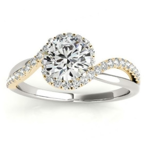 Halo Diamond Twisted Engagement Ring Setting 14k Two Tone Gold 0.20ct - All