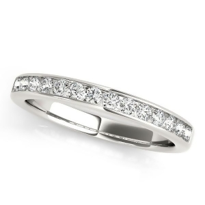 Diamond Accented Semi Eternity Wedding Band in 14k White Gold 0.25ct - All