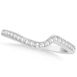 Diamond Accented Contour Shape Wedding Band in 14k White Gold 0.20ct - All