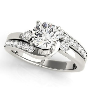 Swirl Design Diamond Engagement Ring Setting 14k White Gold 0.38ct - All