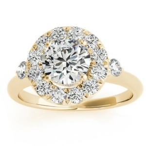 Circle Halo Diamond Accented Engagement Ring 14k Yellow Gold 0.50ct - All