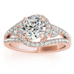 Diamond Split Shank Engagement Ring Twisted 18k Rose Gold 0.75ct - All