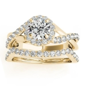 Diamond Twisted Halo Engagement Ring Setting and Band 18k Y. Gold 0.53ct - All