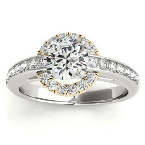 Halo Engagement Ring Setting Diamond Accented Shank 14k Y. Gold 0.38ct - All
