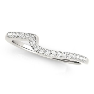 Diamond Accented Contour Shape Wedding Band in 14k White Gold 0.25ct - All