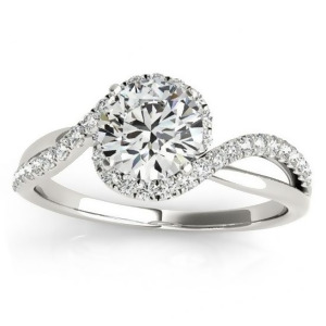 Halo Diamond Twisted Engagement Ring Setting 14k White Gold 0.20ct - All