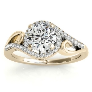 Swirl Shank Bypass Halo Diamond Engagement Ring 14k Yellow Gold 0.20ct - All