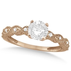 Petite Antique-Design Diamond Engagement Ring 14k Rose Gold 0.50ct - All